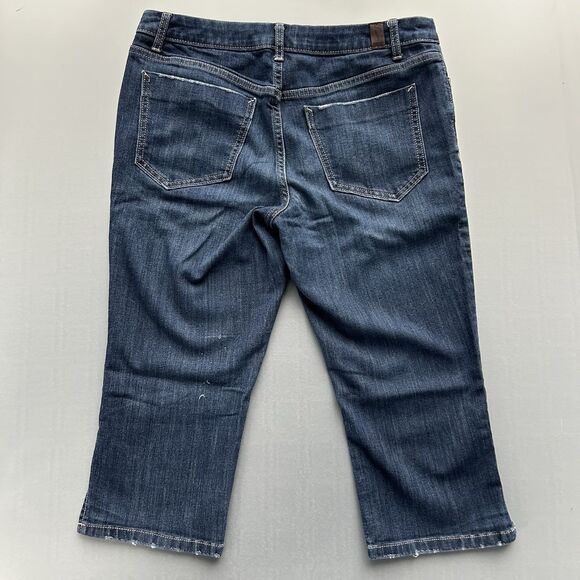 Simply Vera Wang Women’s Blue Dark Wash 10P Petite Mid Rise Capri Stretch Denim - Picture 2 of 9
